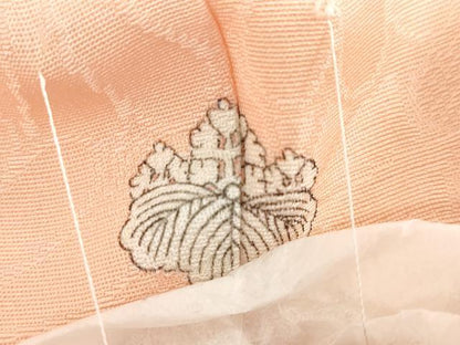 平和屋着物●上質な色無地 菊尽くし地紋 一斤染色 正絹 逸品 未使用 DABB0918ud