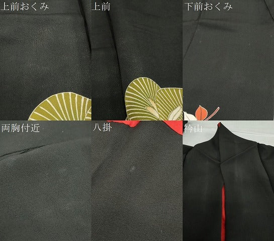 平和屋着物●アンティーク 大正ロマン 黒留袖 孔雀草花文 金彩 正絹 逸品 DABB0921ud