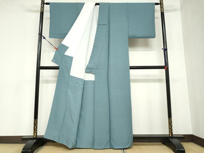 平和屋着物●上質な色無地 紋意匠 湊鼠色 正絹 逸品 DABB0924ud
