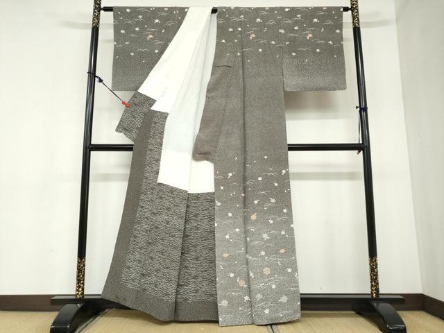 平和屋着物●二代目 川村久太郎 訪問着 舞花文 たたき染め 正絹 逸品 DABB0926ud