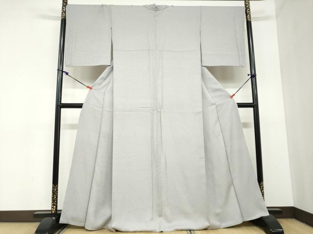 平和屋着物●上質な色無地 花唐草地紋 銀鼠色 正絹 逸品 DABB0928ud