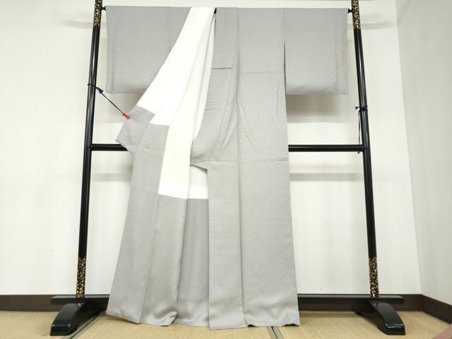 平和屋着物●上質な色無地 花唐草地紋 銀鼠色 正絹 逸品 DABB0928ud