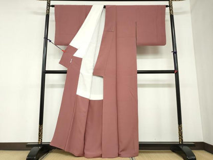 平和屋着物●ファッションデザイナー 花井幸子　色無地　蘇芳香色　証紙付き　正絹　逸品　DABB0932ud
