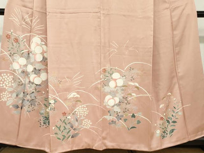 平和屋着物●訪問着 駒刺繍 草花文 金彩 正絹 逸品 DABB0935ud