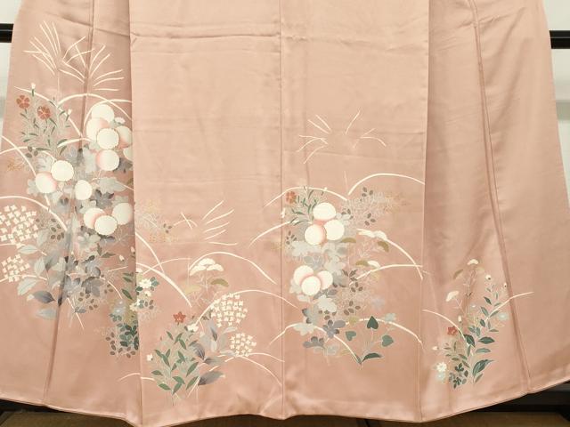 平和屋着物●訪問着 駒刺繍 草花文 金彩 正絹 逸品 DABB0935ud