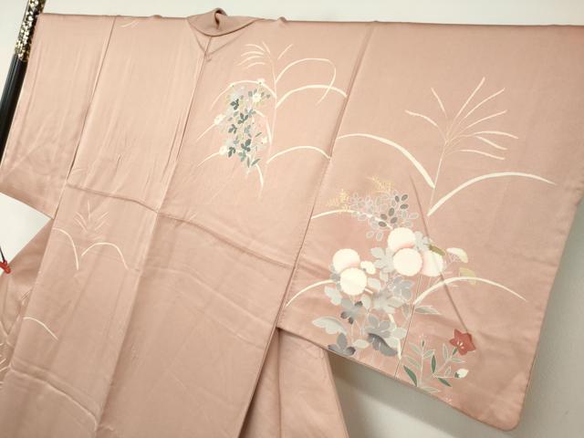 平和屋着物●訪問着 駒刺繍 草花文 金彩 正絹 逸品 DABB0935ud