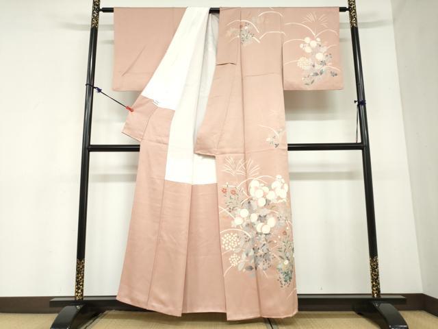 平和屋着物●訪問着 駒刺繍 草花文 金彩 正絹 逸品 DABB0935ud