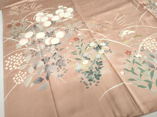 平和屋着物●訪問着 駒刺繍 草花文 金彩 正絹 逸品 DABB0935ud