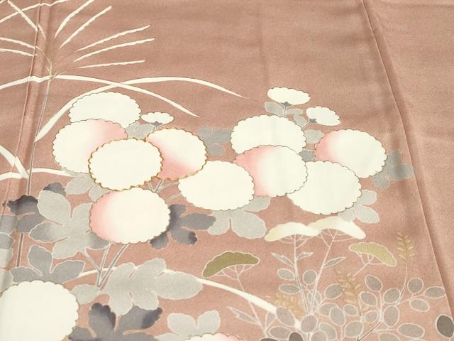 平和屋着物●訪問着 駒刺繍 草花文 金彩 正絹 逸品 DABB0935ud