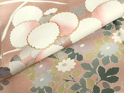 平和屋着物●訪問着 駒刺繍 草花文 金彩 正絹 逸品 DABB0935ud