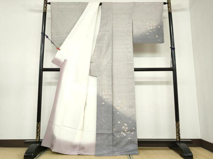 平和屋着物●訪問着　江戸小紋　紬地　宝尽くし文　扇面文　正絹　逸品　DABB0940ud