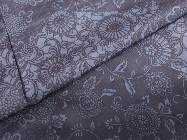 平和屋着物●上質な小紋　本藍　型絵染め　紬地　切嵌草花文　正絹　逸品　DABB0944ud