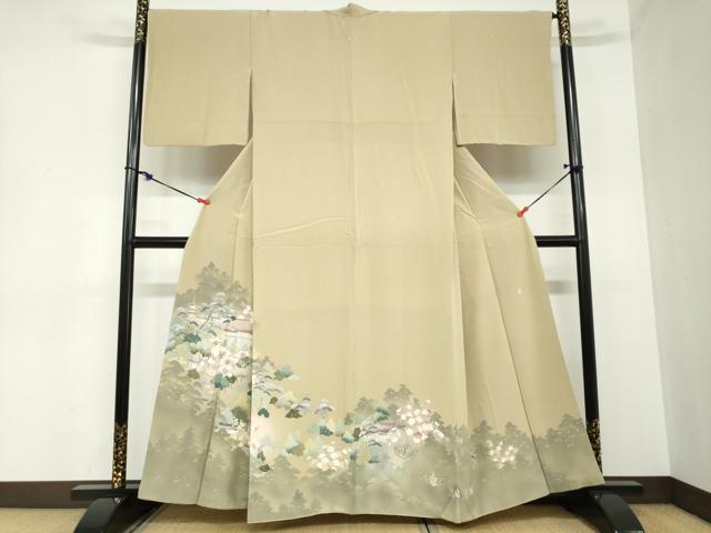 平和屋着物●豪華色留袖 友禅 風景草花文 正絹 逸品 DABB0945ud