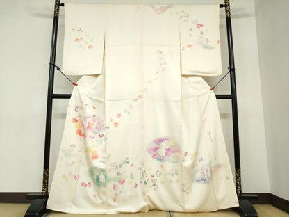 平和屋着物●訪問着 作家物 人物花蝶文 メルヘン 暈し染め 正絹 逸品 DABB0949ud