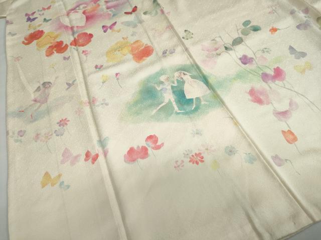 平和屋着物●訪問着 作家物 人物花蝶文 メルヘン 暈し染め 正絹 逸品 DABB0949ud