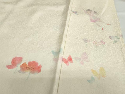 平和屋着物●訪問着 作家物 人物花蝶文 メルヘン 暈し染め 正絹 逸品 DABB0949ud