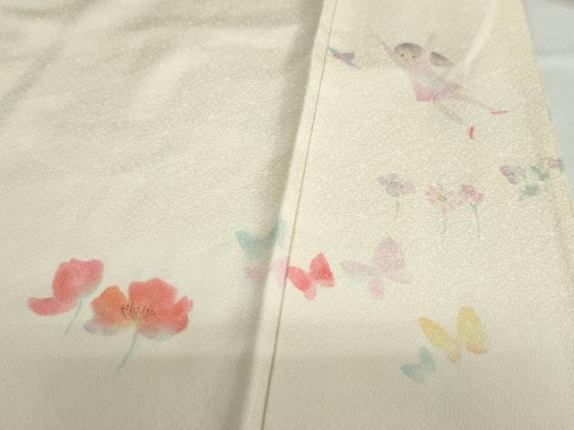 平和屋着物●訪問着 作家物 人物花蝶文 メルヘン 暈し染め 正絹 逸品 DABB0949ud