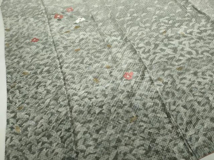 平和屋着物●訪問着　総絞り　刺繍　舞椿文　銀彩　正絹　逸品　DABB0957ud