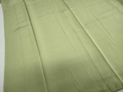 平和屋着物●上質な色無地　松葉色　正絹　逸品　DABB0958ud