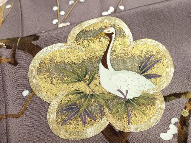 平和屋着物●色留訪問着 駒刺繍 流水飛鶴草花文 暈し染め 金彩 正絹 逸品 DABB0959ud