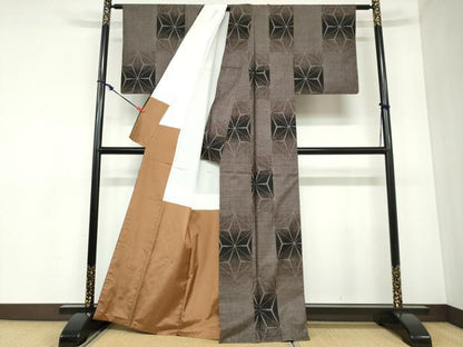 平和屋着物●本場大島紬　9マルキ　麻の葉文様　正絹　逸品　DABB0962ud