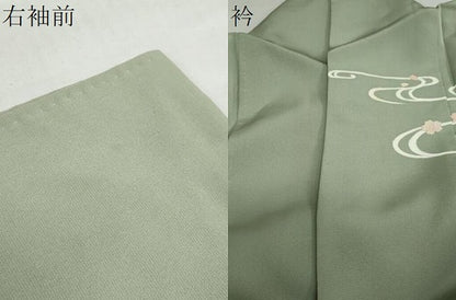 平和屋着物●訪問着　駒刺繍　流水草花文　金彩　正絹　逸品　DABB0963ud