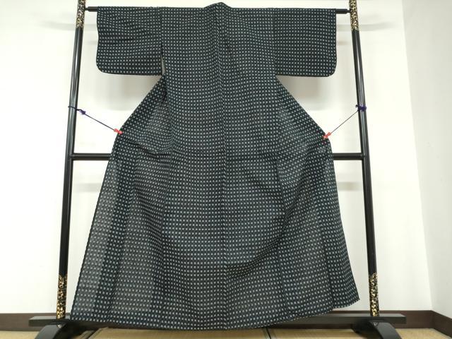 平和屋着物●久留米絣　単衣　抽象文様　綿　逸品　DABB0966ud