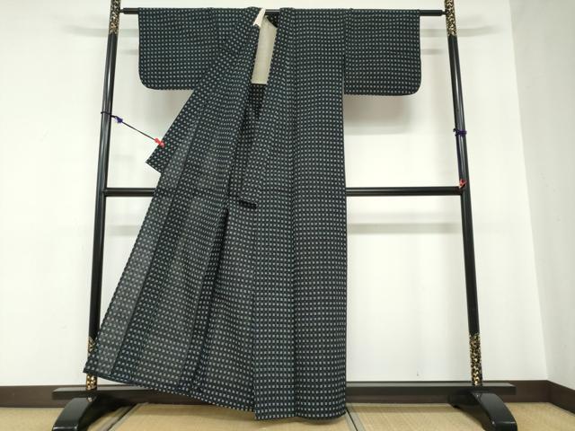 平和屋着物●久留米絣　単衣　抽象文様　綿　逸品　DABB0966ud