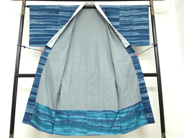 平和屋着物●男性　長襦袢　袷　魚　さかな　正絹　逸品　DABB0967ud