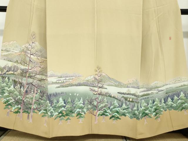 平和屋着物●本加賀友禅作家　酉川健一　色留袖　飛鳥風景文　まるやま扱い　正絹　逸品　DABB0968ud