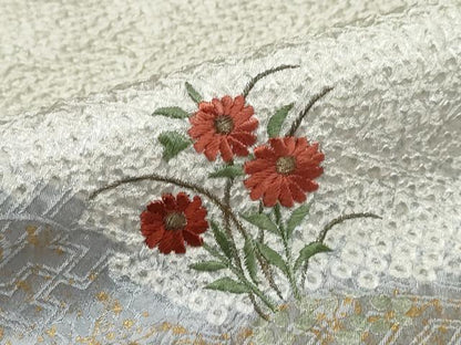 平和屋着物●訪問着　総絞り　刺繍　道長吉祥草花文　金彩　正絹　逸品　DABB0994ud