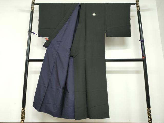 平和屋着物●男性　黒紋付　正絹　逸品　DABB0995ud