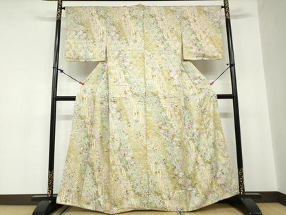 平和屋着物●上質な小紋　辻が花　金彩　正絹　逸品　DABB0998ud