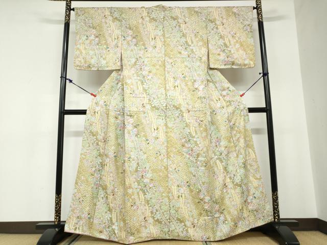 平和屋着物●上質な小紋　辻が花　金彩　正絹　逸品　DABB0998ud