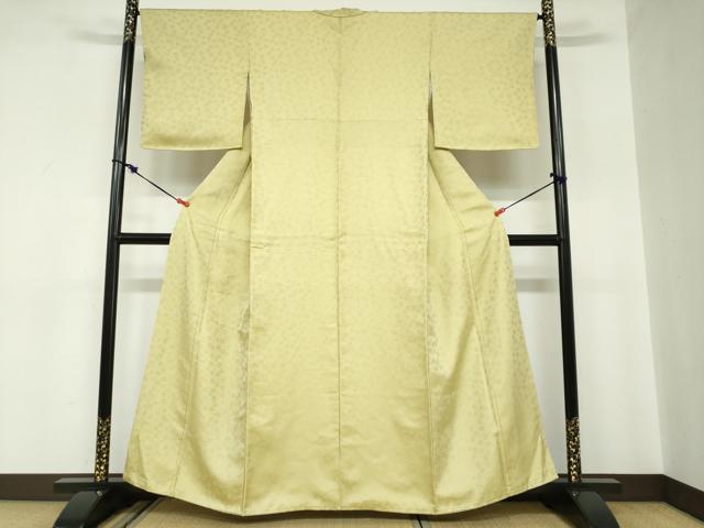 平和屋着物●上質な色無地 更紗花唐草地紋 淡黄色 正絹 逸品 未使用 DABB0999ud