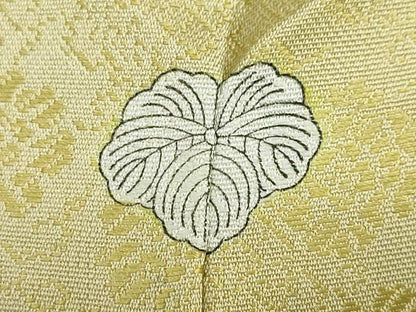 平和屋着物●上質な色無地 更紗花唐草地紋 淡黄色 正絹 逸品 未使用 DABB0999ud