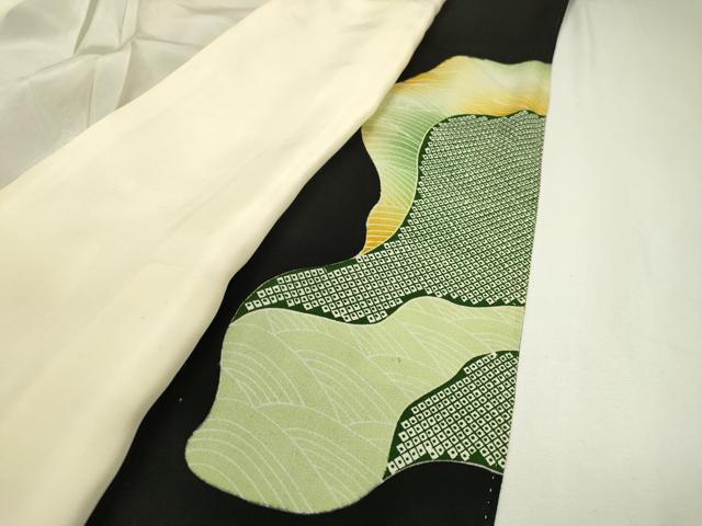 平和屋着物▼豪華黒留袖　刺繍　群鳥　金銀糸　正絹　逸品　DABB1097fe