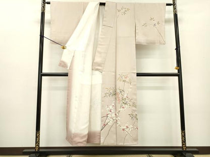 平和屋着物●本加賀友禅作家　金丸充夫　訪問着　南天枝梅　松坂屋扱い　正絹　逸品　DABB1126fe