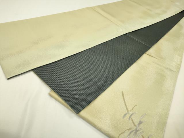 平和屋着物▼両面　太鼓柄袋帯　芝　銀通し地　さが美扱い　正絹　逸品　未使用　DABB1224fe