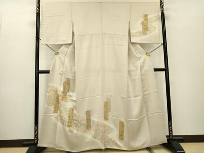 平和屋着物▼訪問着　刺繍　短冊吉祥花文　暈し染　金銀彩　鈴乃屋扱い　正絹　逸品　DABB1307fe