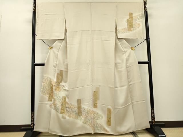 平和屋着物▼訪問着　刺繍　短冊吉祥花文　暈し染　金銀彩　鈴乃屋扱い　正絹　逸品　DABB1307fe