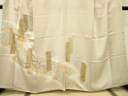 平和屋着物▼訪問着　刺繍　短冊吉祥花文　暈し染　金銀彩　鈴乃屋扱い　正絹　逸品　DABB1307fe