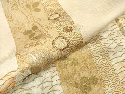 平和屋着物▼訪問着　刺繍　短冊吉祥花文　暈し染　金銀彩　鈴乃屋扱い　正絹　逸品　DABB1307fe