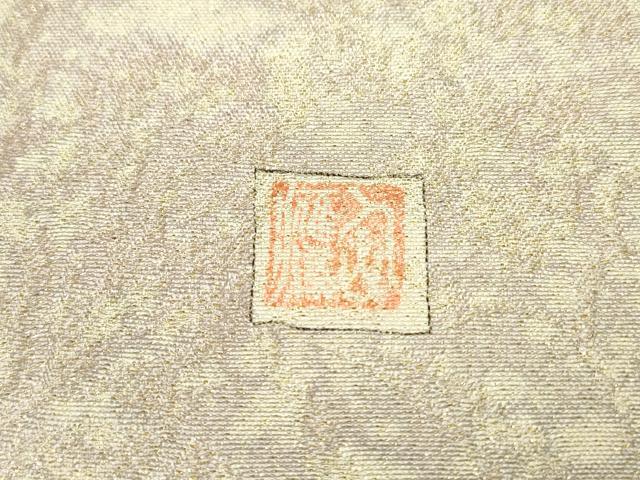 平和屋着物▼博多織 鵬翔 太鼓柄袋帯 ふくれ織 枝花 金彩 金通し地 正絹 逸品 DABB1462fe