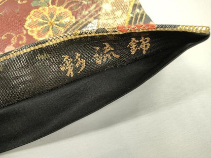 平和屋着物▼六通柄袋帯　彩流錦　草花　金銀糸　引箔　正絹　逸品　DABB1475fe