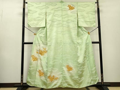 平和屋着物▼訪問着 駒刺繍 地紙花文 暈し染 金銀糸 正絹 逸品 DABB1575fe