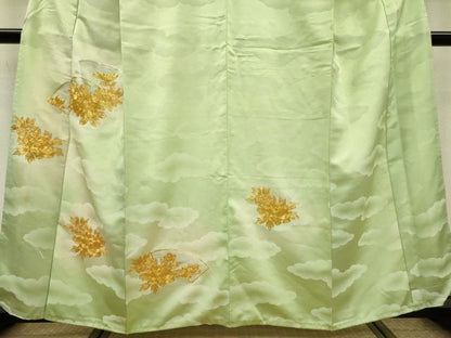 平和屋着物▼訪問着 駒刺繍 地紙花文 暈し染 金銀糸 正絹 逸品 DABB1575fe
