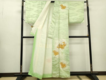 平和屋着物▼訪問着 駒刺繍 地紙花文 暈し染 金銀糸 正絹 逸品 DABB1575fe