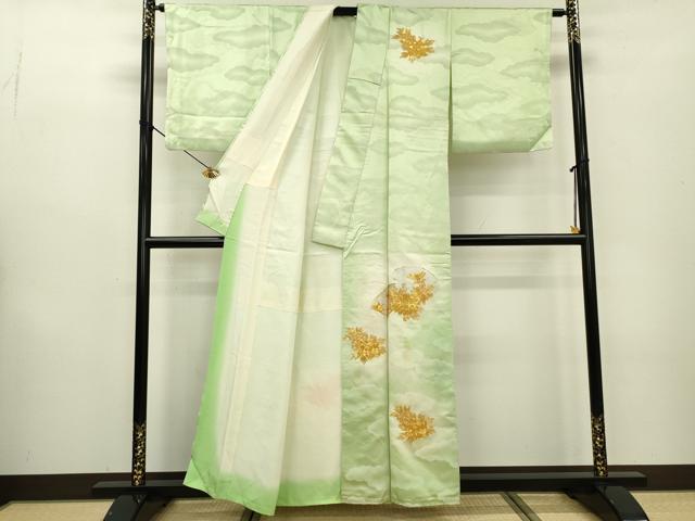平和屋着物▼訪問着 駒刺繍 地紙花文 暈し染 金銀糸 正絹 逸品 DABB1575fe