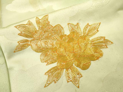 平和屋着物▼訪問着 駒刺繍 地紙花文 暈し染 金銀糸 正絹 逸品 DABB1575fe